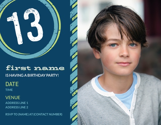 A 13th teenager blue gray design for Birthday with 1 uploads