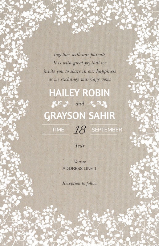 A frame wedding invite cream design for Theme