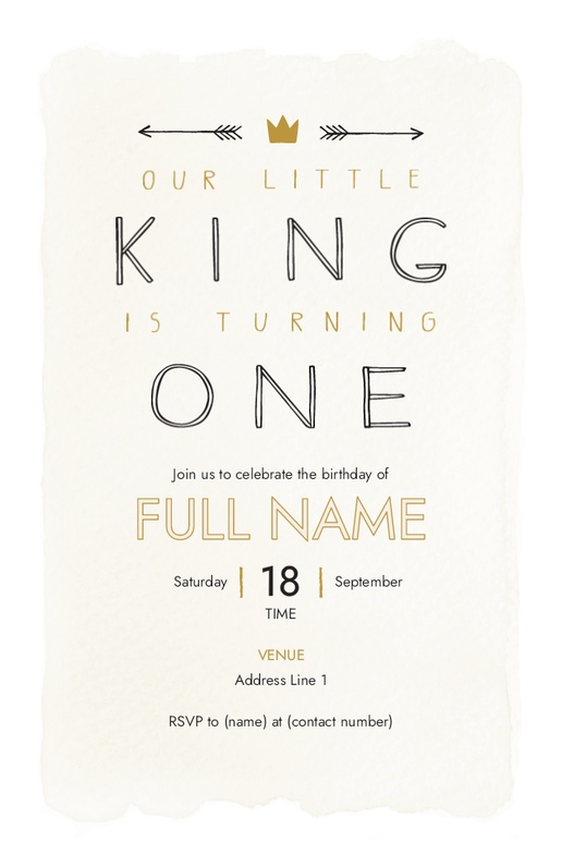A 1 our little king is turning one white cream design for Events