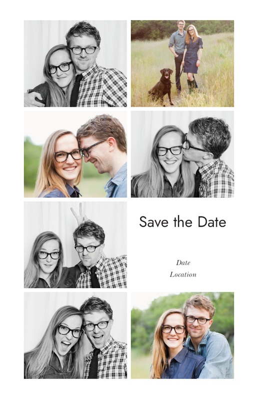 A save the date photo grid cream white design for Save the Date with 7 uploads