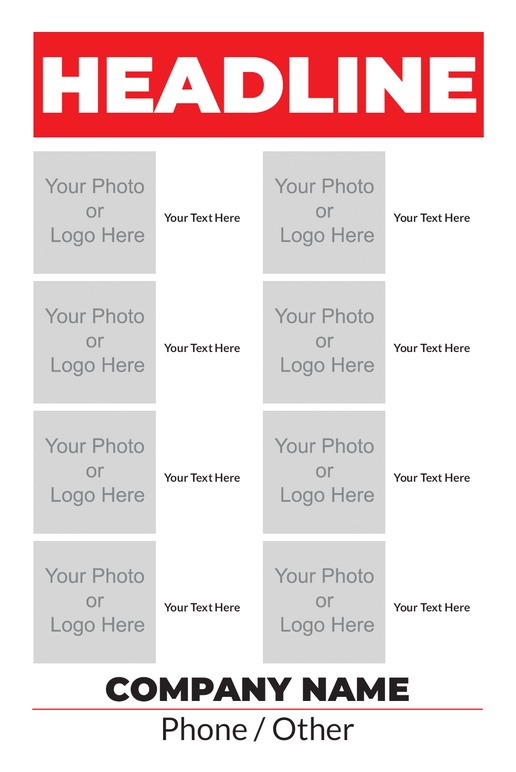 A vertical 3 picture black red design for Events with 8 uploads