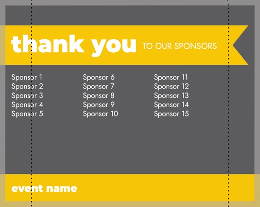 A thank you to our sponsors banner gray yellow design for Art & Entertainment