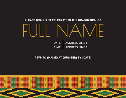 A kente cloth graduation invite grad invitation black orange design for Graduation