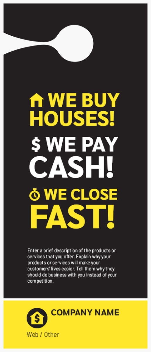 A we pay cash cash for homes black yellow design