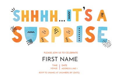 A surprise party surprise party invitation orange blue design for Theme