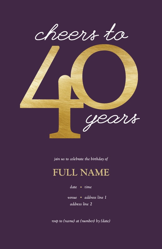 A metallic 40th birthday invitation blue cream design for Adult Birthday
