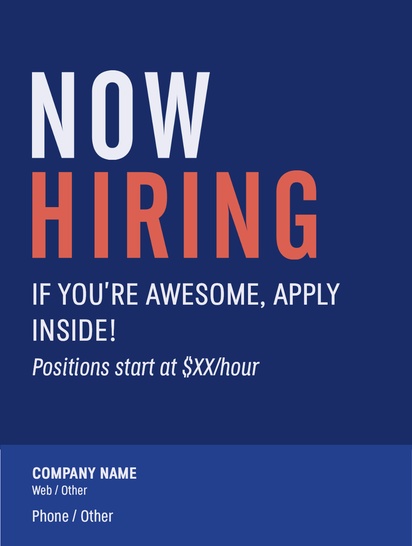 A hiring help blue design for Events