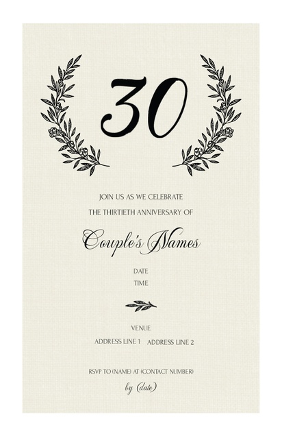 A 30th anniversary milestone birthday white cream design for Traditional & Classic