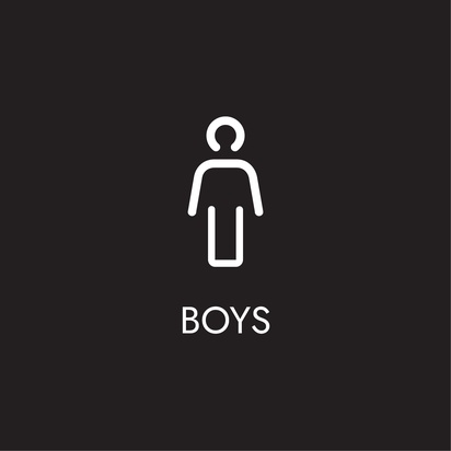 A boys bathroom black white design