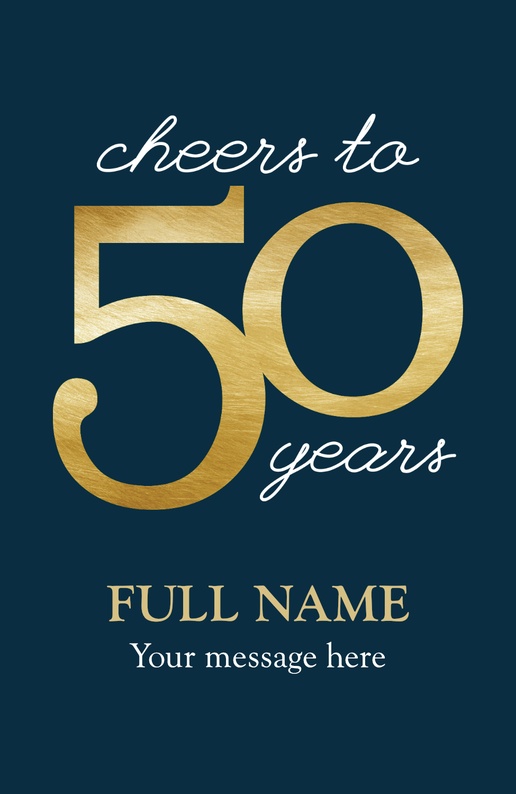 A gold cheers to 50 years black cream design for Elegant