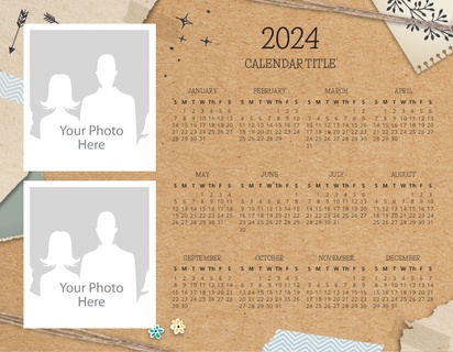A photo poster calendar cream white design for Business with 2 uploads