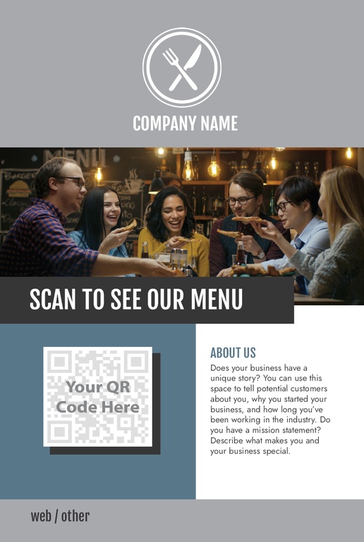 A restaurant qr code black gray design for QR Code