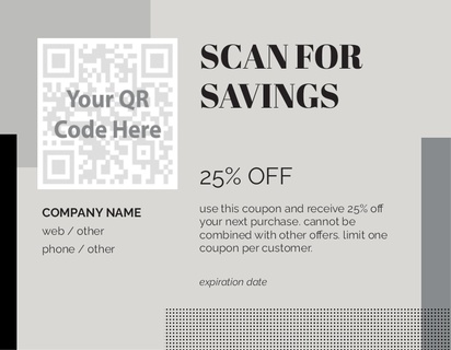 A coupon scan to save white gray design for Coupons