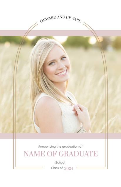 A minimal arch 1 picture pink gray design for Graduation Announcements with 1 uploads