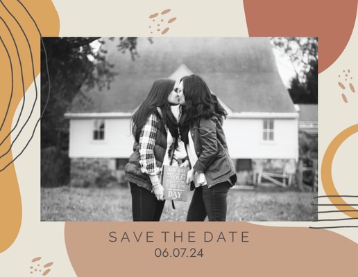 A 1 photos wedding save the date cream brown design for Fall with 1 uploads