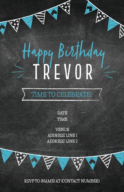 A birthday invite chalkboard gray black design for Theme
