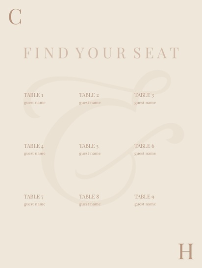 A wedding seating chart simple cream design for Type