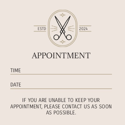 A hair cutting appointment reminder white cream design for Business