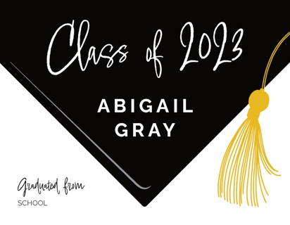 A black and white graduation invite black yellow design for Graduation