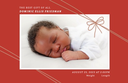A best gift ever baby announcement christmas card white red design for Type with 1 uploads