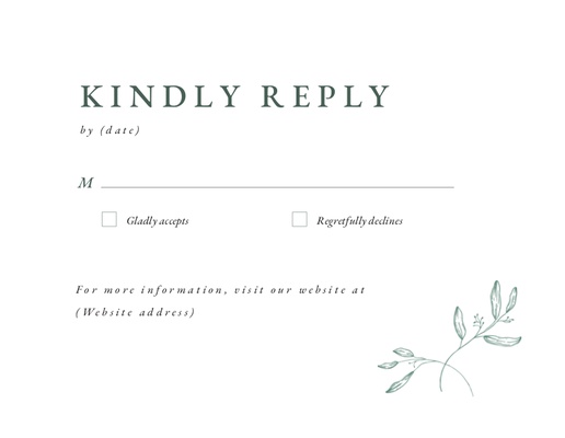 A greenery reply card cream white design for Spring