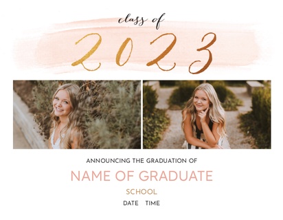 A class of foil white pink design for Graduation Announcements with 2 uploads