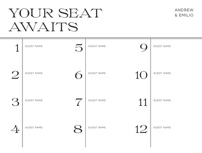 A plain seating chart cream white design for Type