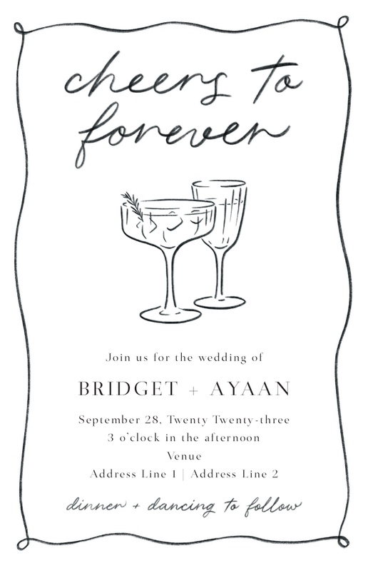 A cheers to forever cocktail white design