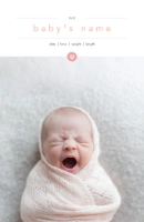 A minimal birth announcement photo white pink design for Baby with 1 uploads