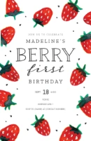 A first birthday invitation berry first birthday white red design for 1st Birthday