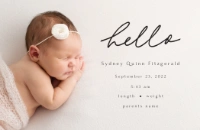 A hello baby birth announcement white pink design for Type with 1 uploads