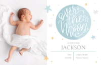 A night sky over the moon white design for Birth Announcements with 1 uploads