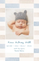 A birth announcement stripes white pink design for Birth Announcements with 1 uploads