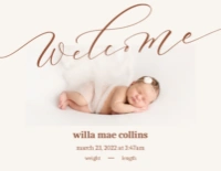 A welcome baby traditional white pink design for Birth Announcements with 1 uploads