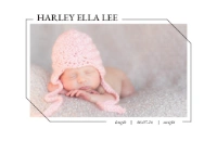 A simple birth announcement simple white pink design for Type with 1 uploads
