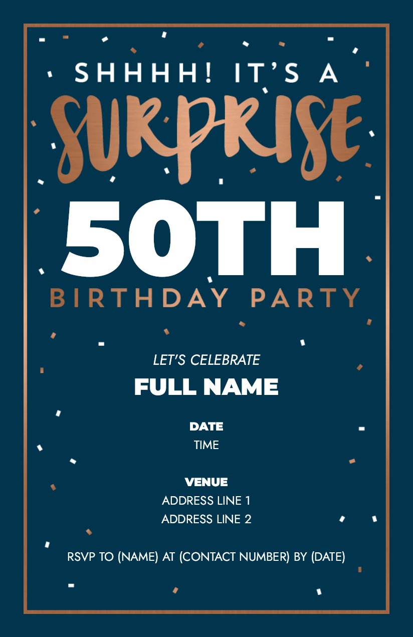 surprise 50th birthday party invitations templates