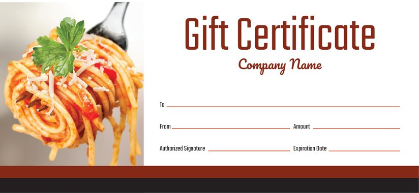 restaurant gift certificate design