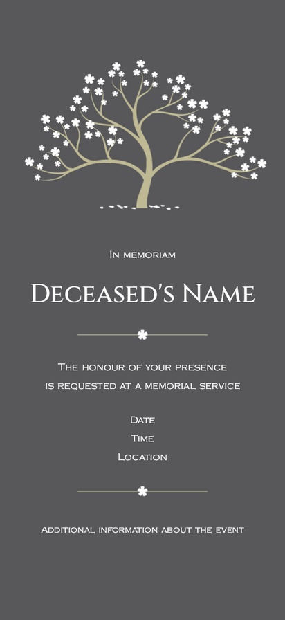 Design Preview for Design Gallery: Funeral & Memorial Services Invitations and Announcements, Flat 9.5 x 21 cm