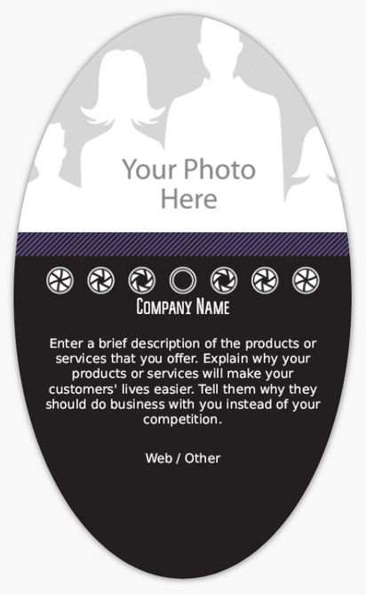 Design Preview for Templates for Photography Product Labels , 12.7 x  7.6 cm Oval