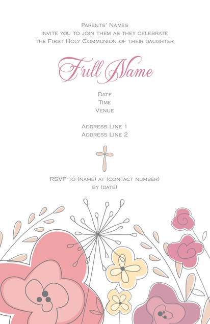 Design Preview for Templates for First Communion Invitations and Announcements , Flat 11.7 x 18.2 cm