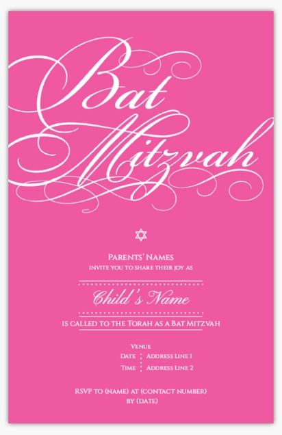 A religious bat mitzvah pink design for Events