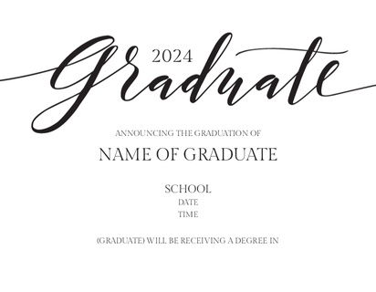 A graduate cursive graduation black white design for Type
