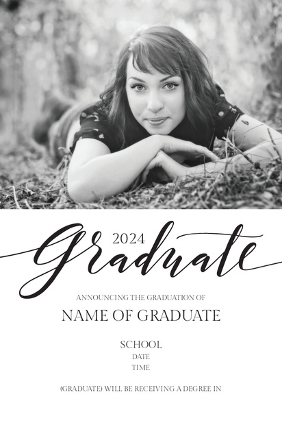 A graduation announcement 1 picture white design for Traditional & Classic with 1 uploads