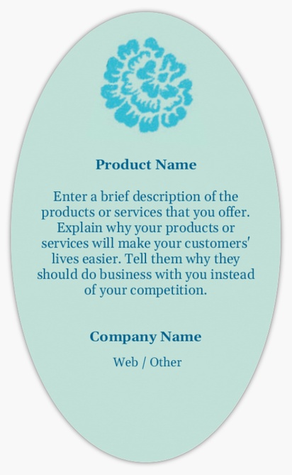 Design Preview for Design Gallery: Beauty Consulting & Pampering Product Labels on Sheets, Oval 12.7 x 7.6 cm