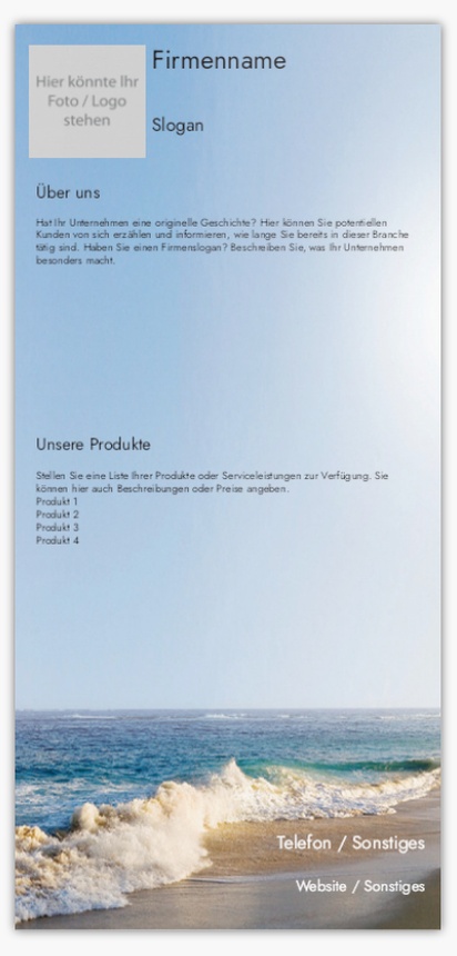 Designvorschau für Designgalerie: Flyer und Falzflyer Reise & Unterkunft,  Ohne Falz DL (99 x 210 mm)