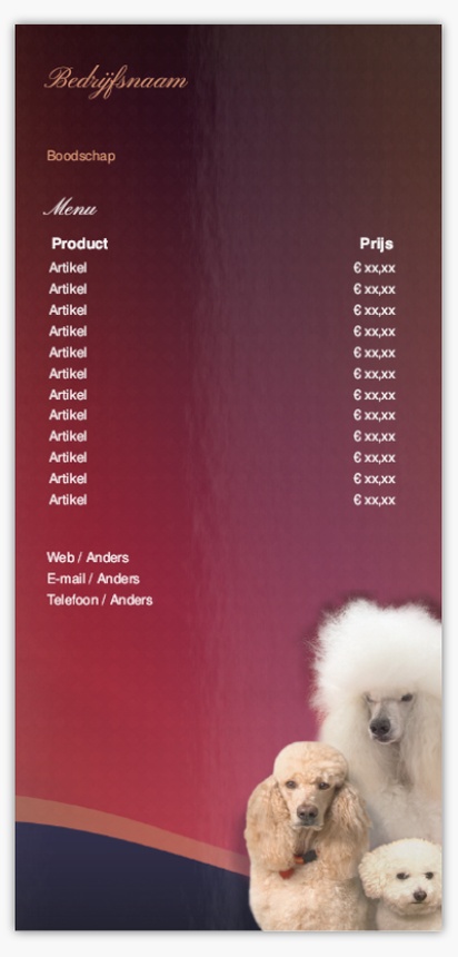 Voorvertoning ontwerp voor Ontwerpgalerij: Honden Flyers en folders,  Geen vouwlijn DL (99 x 210 mm)