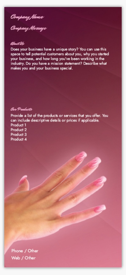 Design Preview for Design Gallery: Nail Salons Rate Cards
