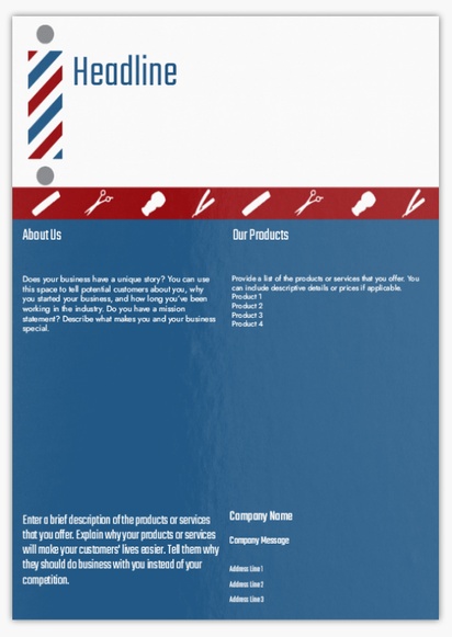 Design Preview for Design Gallery: Barbers Flyers & Leaflets,  No Fold/Flyer A4 (210 x 297 mm)