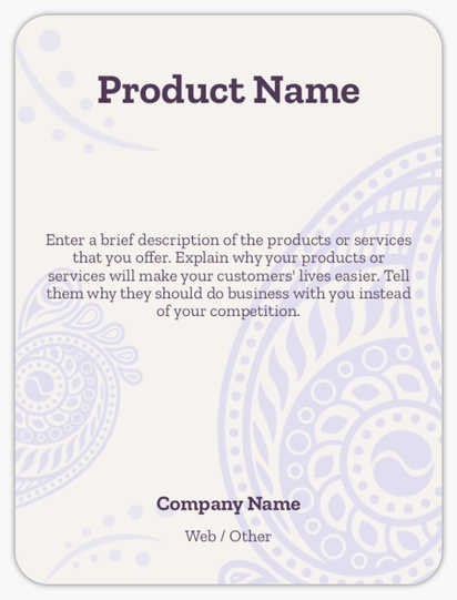 Design Preview for Design Gallery: Folk Product Labels, 10.2 x 7.6 cm Rounded Rectangle