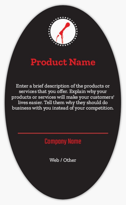 Design Preview for Design Gallery: Comedy Performance Product Labels on Sheets, Oval 12.7 x 7.6 cm